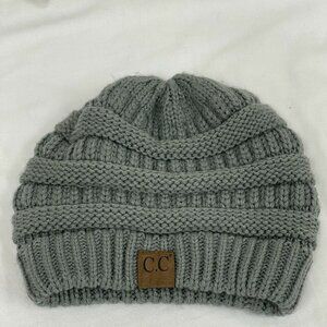 CC Beanie Women's Knit Slouchy Thick Cap Hat Unisex Solid Gray C.C Beanie